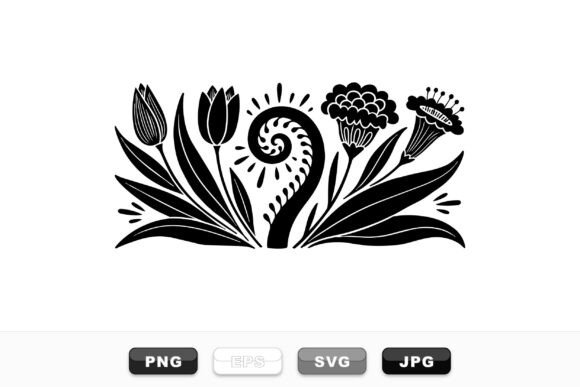 Black Vintage Floral Illustration