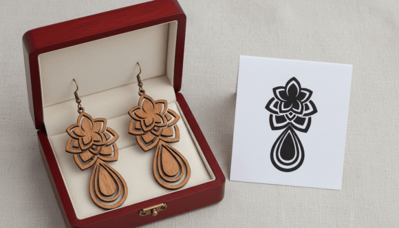 Elegant Floral Drop Earring Laser Cut