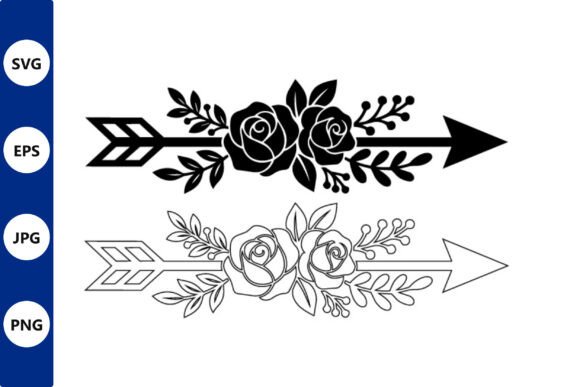 Floral Arrow Rose Line Design