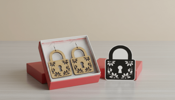Floral Lock Earring Laser Cut Design