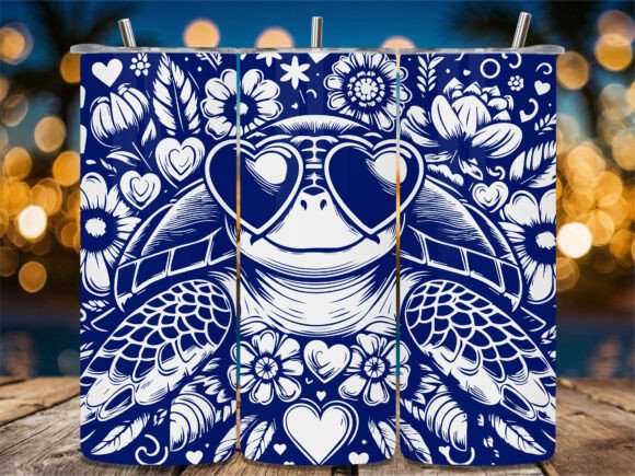 Floral Sea Turtle Heart
