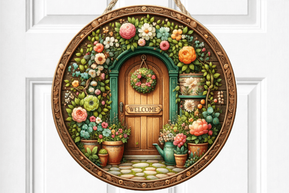 Floral Welcome Entry Sign Door Sign