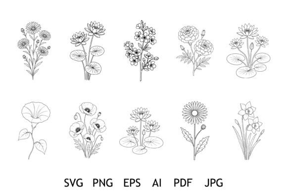 Flower Line Art SVG Bundle Review