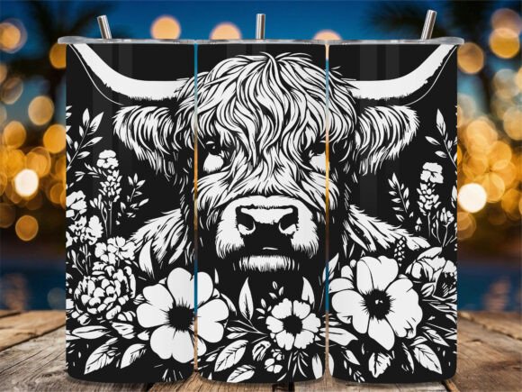 Highland Cow Floral Garden