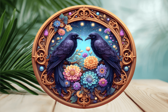 Mystical Night Raven Floral Door Sign