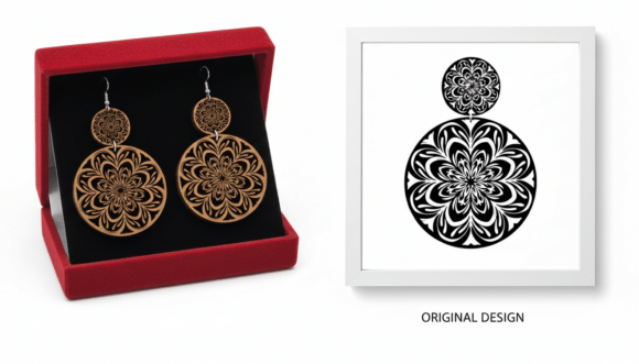 Ornamental Floral Mandala Drop Earring