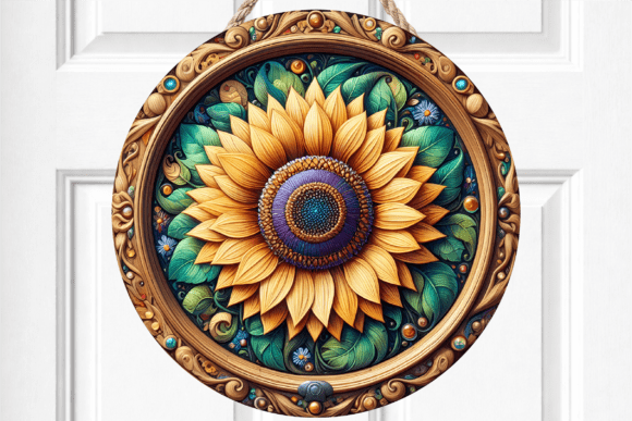 Rustic Floral Boho Sunflower Door Sign