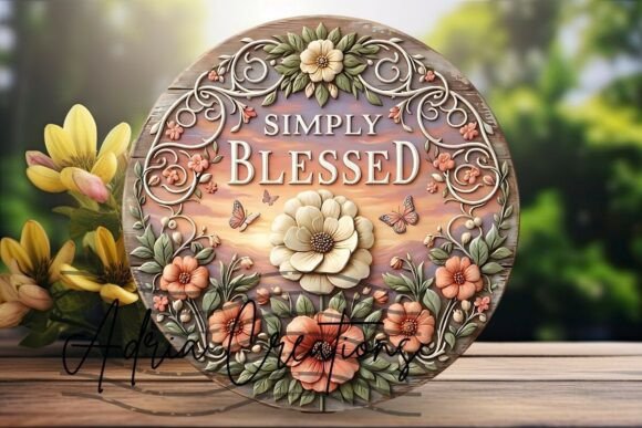 Simply Blessed Floral Door Sign, Coaster