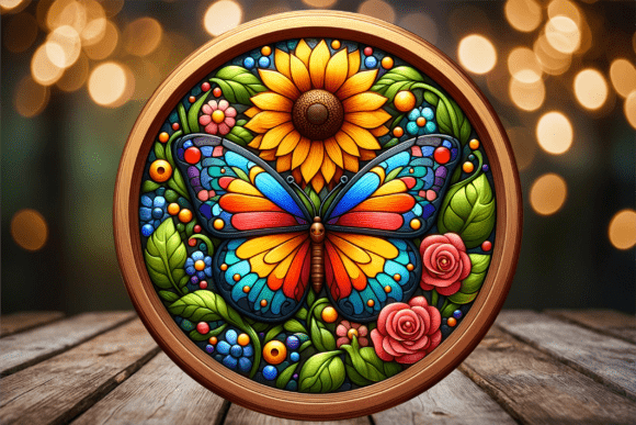 Sunflower Butterfly Floral Wood Sign